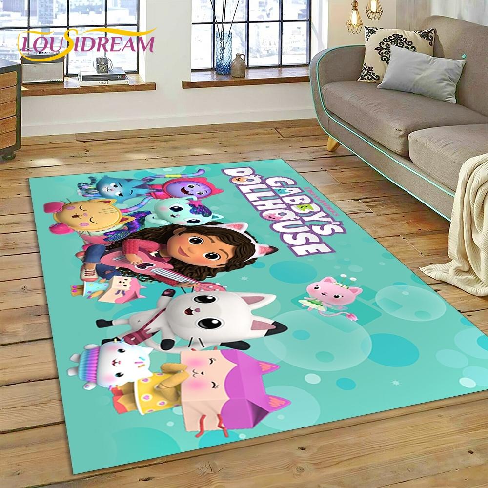 Cartoon Cute Gabbys Dollhouse Girl Rug Carpet for Living Room Bedroom Home Decor,Non-slip Decoration for Sofa Doormat Gifts Kid