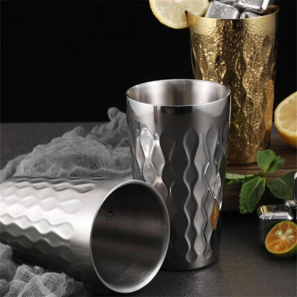 350ml pivní hrnek z nerezové oceli s vlnitým vzorem, kovové kávové hrnky, barové kuchyňské nádobí, cestovní šálek vody