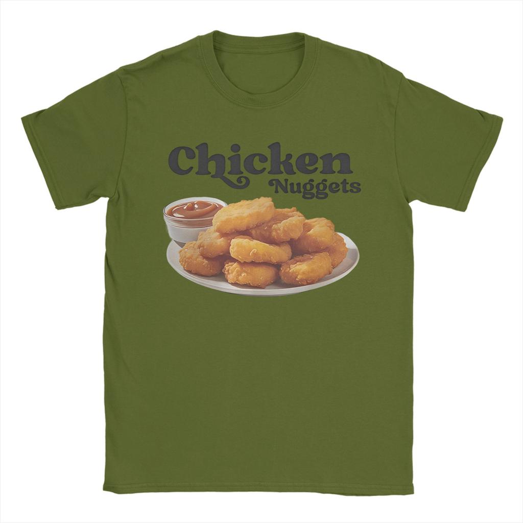 Men's T-Shirt Chicken Nuggets Novelty 100% Cotton Tee Shirt Short Sleeve T Shirt Round Neck Clothes Plus Size