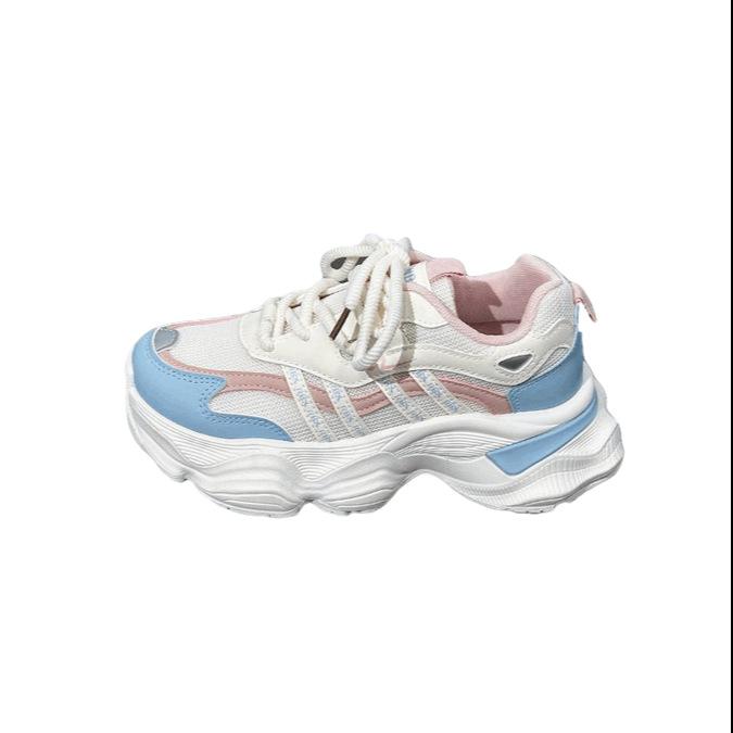 Super fire thick sole heightening dad shoes women's new autumn breathable mesh casual shoes versatile adult sports shoes