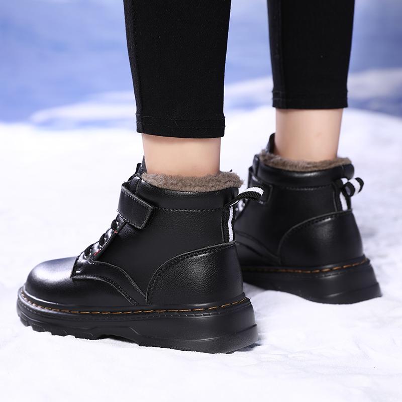 Winter Children's Plus Size Fashionable High Top with Plush Warm Cotton Shoes Snow Boots Cotton Boots 28-39