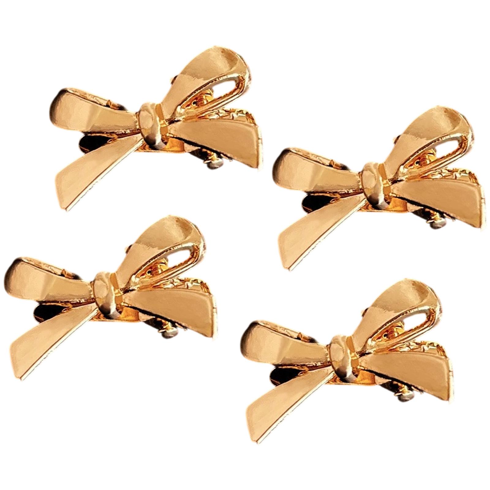 

4Pcs Bows Hair Clip For Women Side Parting Anti Slip Contemporary Hairpin With Different Hair Types Stylish Hair Shaping золотой
