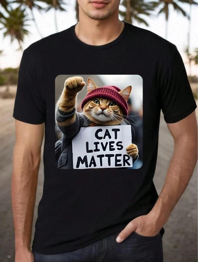 Cat Lives Matter  Funny Quotes T-Shirt - 100% Cotton, Casual & Outdoor Wear, Mac XL
