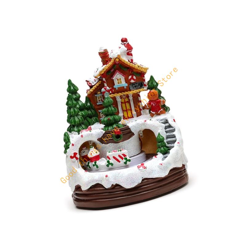 Christmas Cabin Musical Box with Rotating Train for Kid Adult Birthday Christmas 55KF