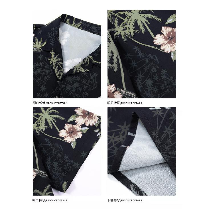 Letni Styl Wyspiarski Koszula z Nadrukiem Drzewa Kokosowego Męska Luźna Modna Odzież Plażowa Podróżna Kubański Kołnierzyk Krótki Rękaw Męska