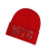 Rhinestone Nyc Letters Knit Hat For Unisex Autumn Winter Warm Cap Fashion Gift
