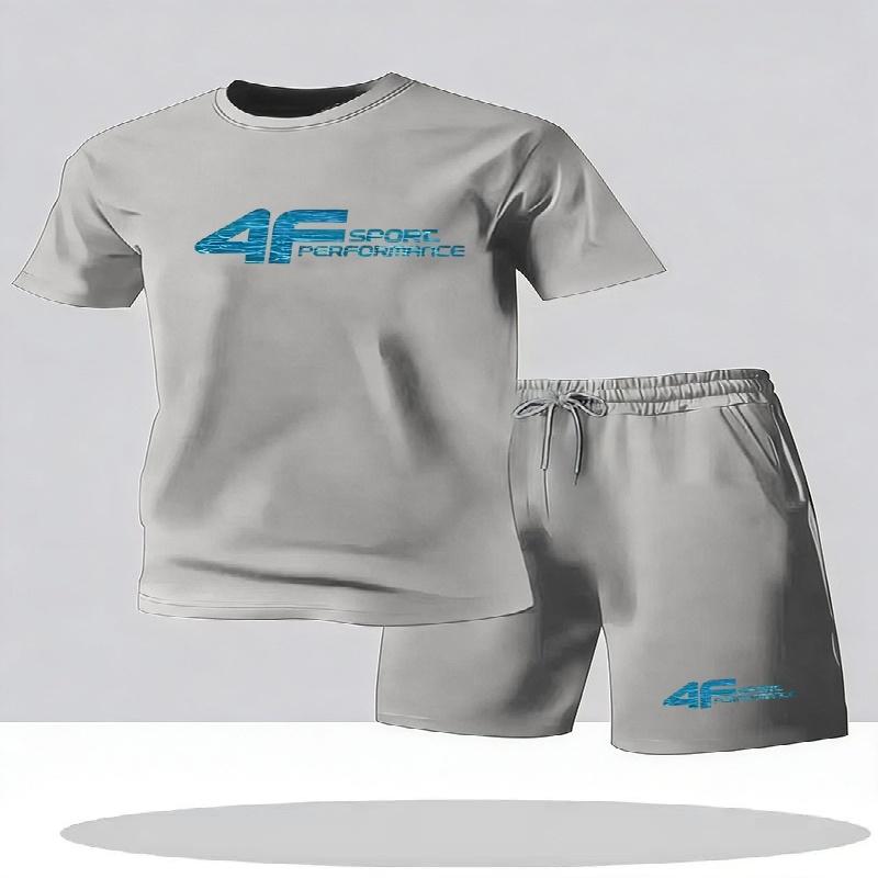 Herenpak 2-delige Set Mode Vrije Tijd Comfortabele Set Heren Inclusief T-shirts Korte Broeken Geschikt voor Sport Fitness Activiteiten Zomer