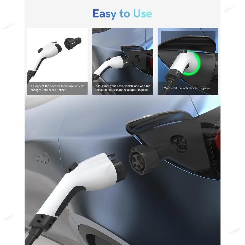 Xiaomi Heavy Duty J1772 Type 1 To Tesla EV Charger Adapter Gun Type Charging Socket for Tesla Model 3 Y X S Electric Car Parts