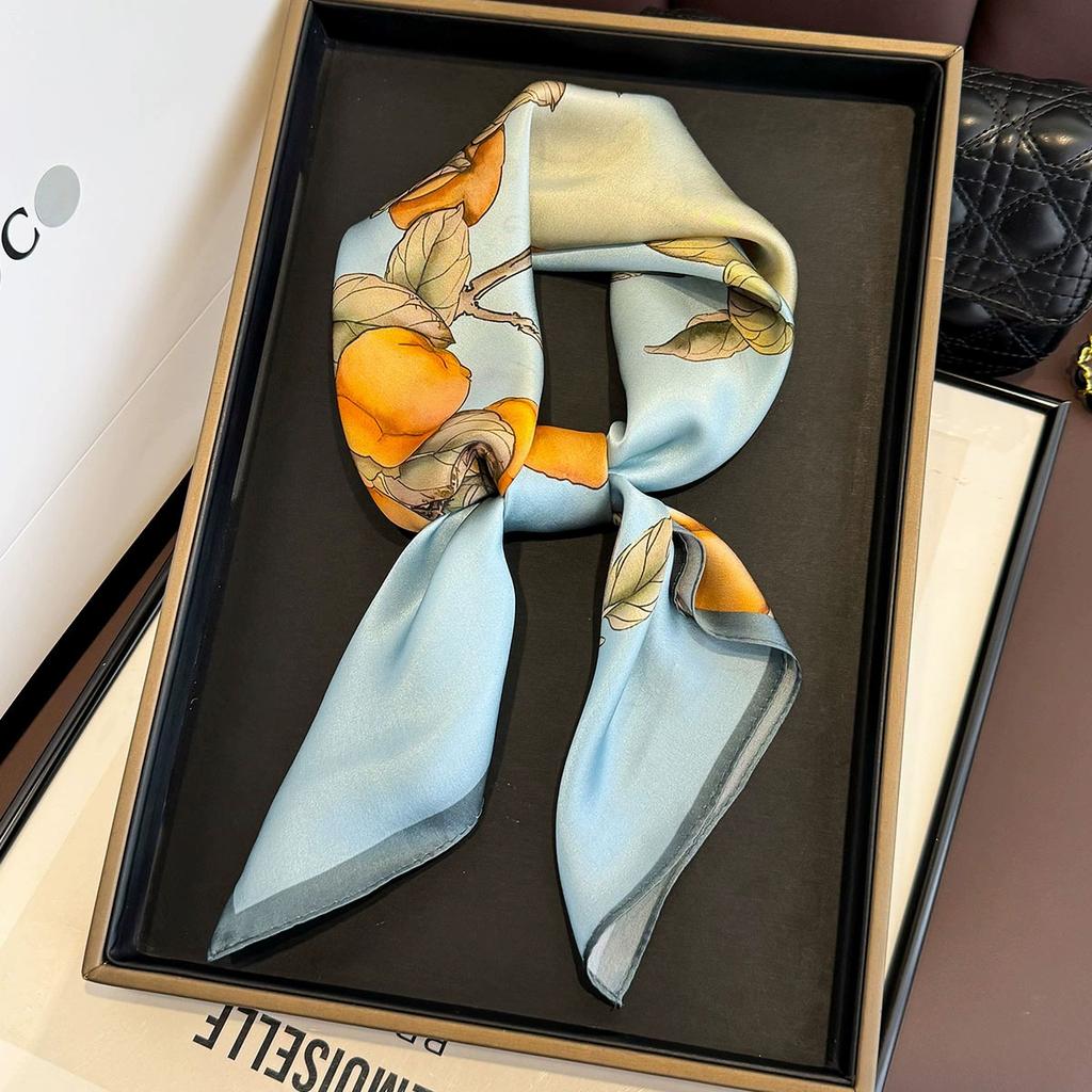 Fashion 100% Nature Real Silk Square Scarf Women Female Foualrd Neckerchief Summer Beach Scarves Shawl Bandana Hijab Pashmina