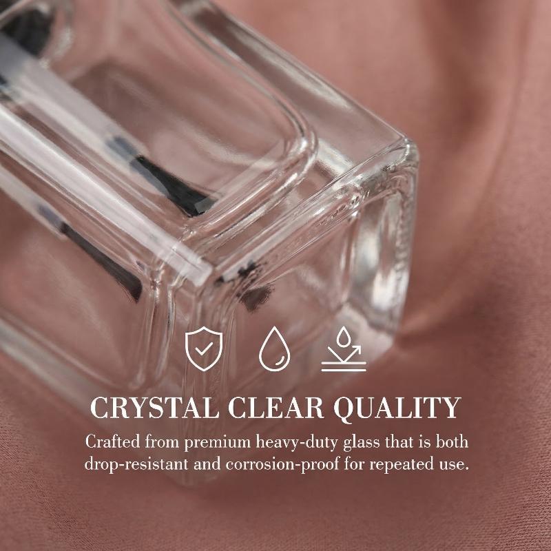 Empty Refillable Glass Nail Polish Bottles with Brush Cap Leakproof Transparent Containers for Custom DIY Use