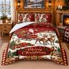 Christmas 3Pcs Bedding Set 1 Bed Sheet 2 Pillowcases Printed Bedroom Bedding Holiday Gift