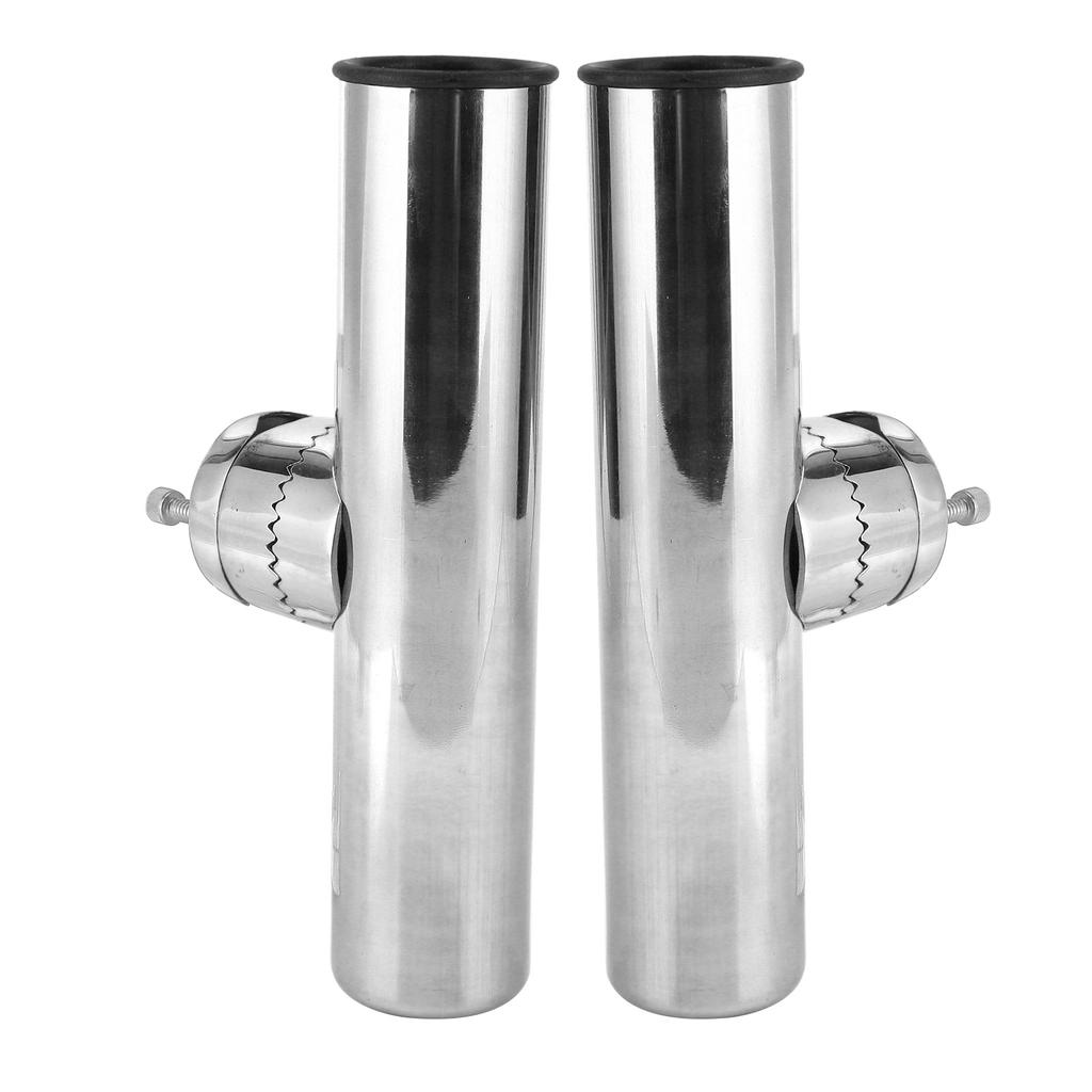 2 Stück Edelstahl-Angelrutenhalter für Schienen 1 Zoll bis 1 1/4 Zoll Schienenmontage Stangenhalterung