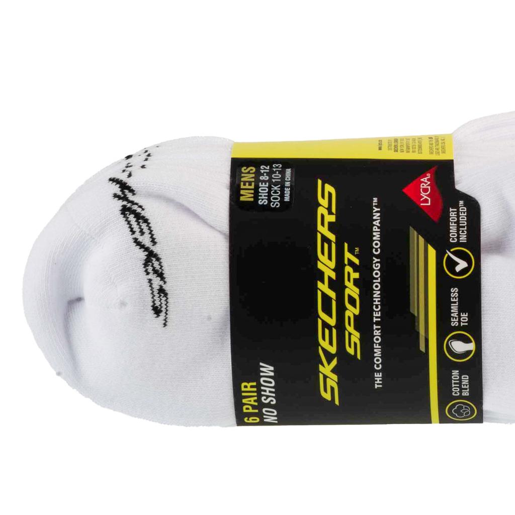 Skechers 6pk Men Mn Cotton Nshw Socks, Mens white Socks
