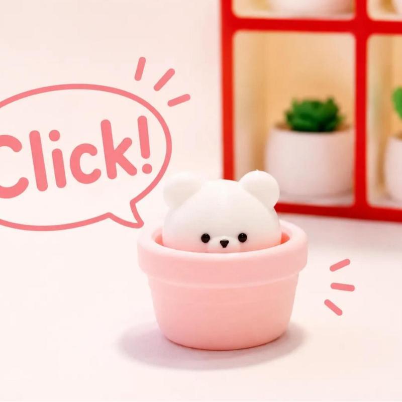 Silent Finger Button Fidget Clicker Keychain Soft Slow Rebound Anti-Stress Mini Toy for ADHD People Daily Relaxation