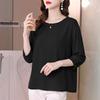 ZANZEA Women Casual Round Neck Solid Color Loose 3/4 Sleeve Blouse