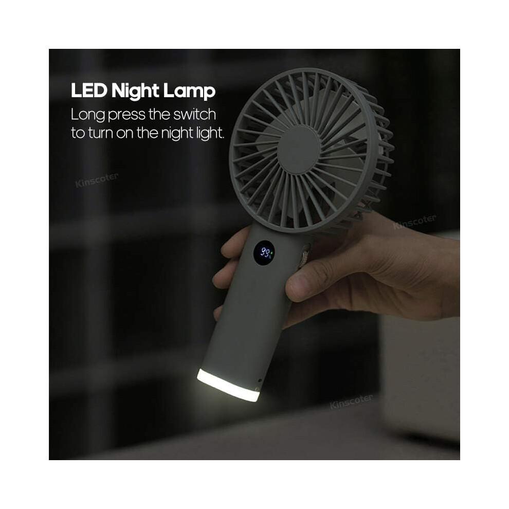 Handheld Personal Fan Mini USB Handheld Fan 3600mah Rechargeable Mini Fan Stepless Speed Control Display Night Light (Color : Ice Green)