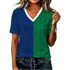 Dames V-hals T-shirt met Korte Mouwen en Letterprint voor Casual Dagelijks Gebruik