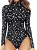 Women's Casual Bodysuit Long Sleeve Bodycon Catsuit Leopard Print
