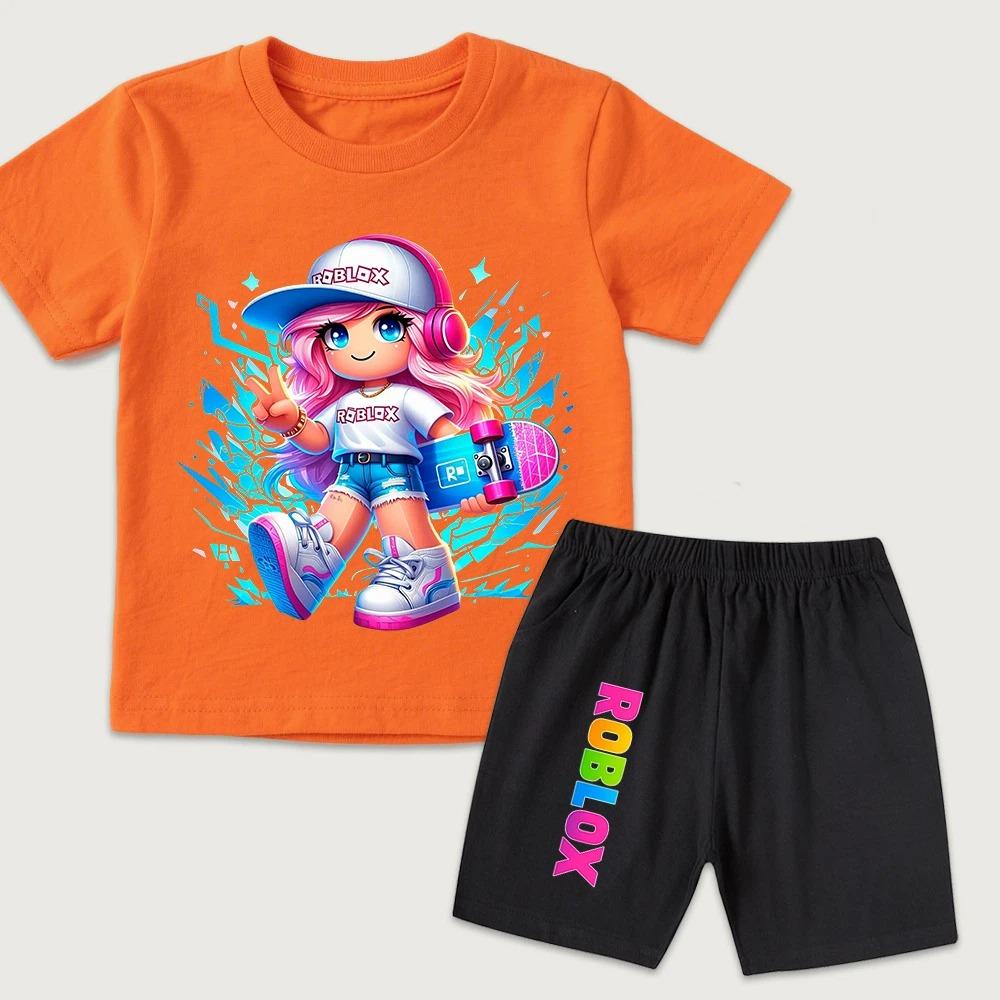 Fashion Cartoon Game Cute Printed Men's T Shirt and Shorts 2 Piece Set Summer Casual Outfit for Men's and Women's Clothing