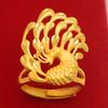 Gold Shop Same Style 9999 24K Real Gold Women'S Gold Ring With Opening Golden Peacock Phoenix New Gift Exquisite Luxury Jewelry