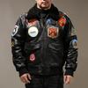 Top Gun TOP GUN standard leather flight suit jacket men's wool collar multi-standard yellow cowhide leather jacket