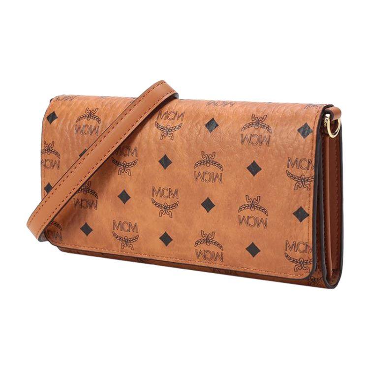 MCM Monogram Print Detachable Shoulder Strap Leather Crossbody Bag Unisex crossbody bag Brown Cognac MXEBAVI03CO001