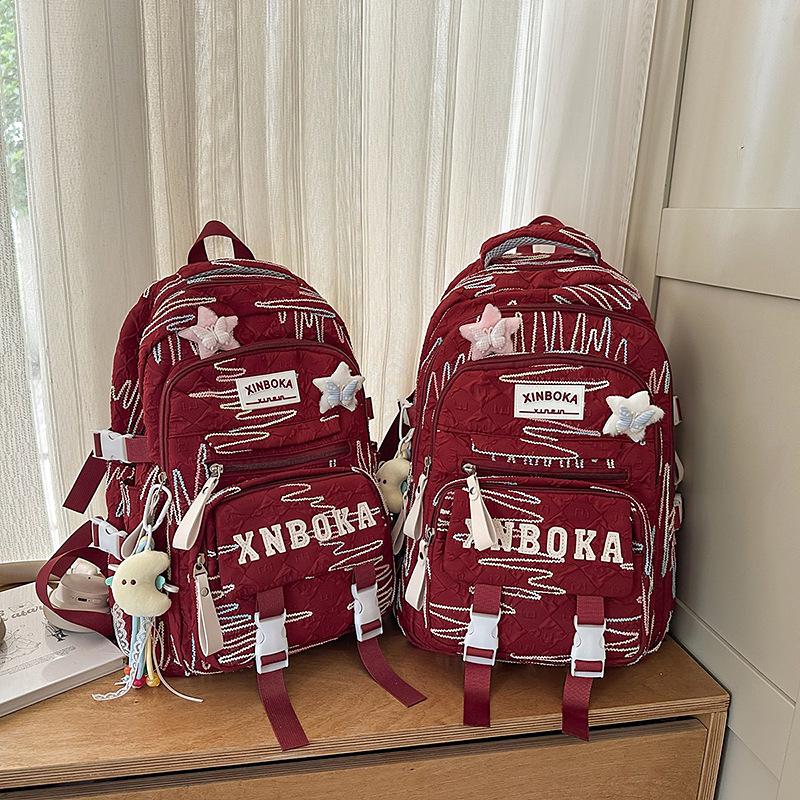 

Korean school bag children, primary school students and girls high value ins two-piece set large-capacity backpack backpack bag large single bag [without pendant] красный