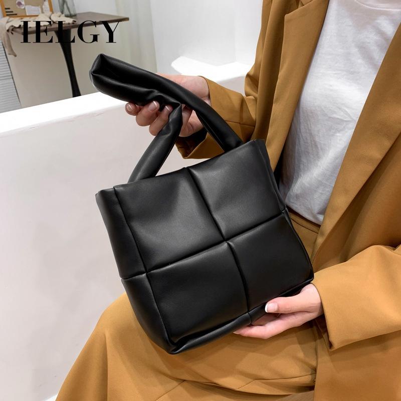 IELGY Женская простая модная клетчатая текстурированная сумка через плечо чёрный — фото 4