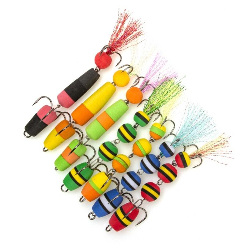 2pcs Light Weight Foam Baits Soft Fishing Baits High Density Foam Swim Baits with 2 Hook Fishing Tackle Foam Lures