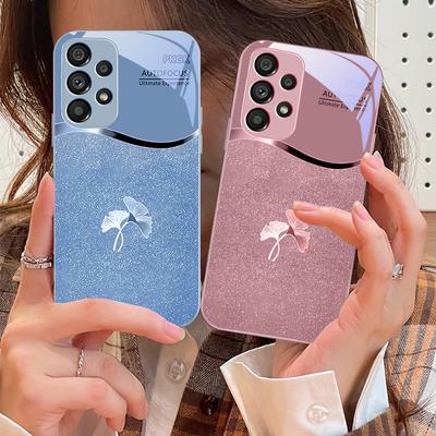 Rosa Farbverlauf Ginkgo Für Samsung S 25 S25 Edge S25Ultra S8 S9 S10 20 U ltra S21 Pro S22 Plus S23 FE S24 Ultra Glas Handyhülle
