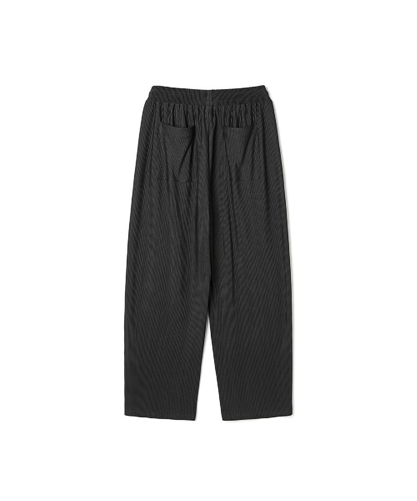 ADHOC Men'S Pole-Banding Ribbed Wide Pants (Black) (Hc4Lp10)