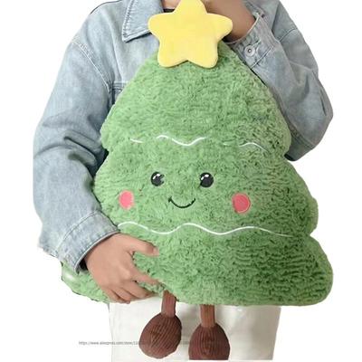 50x45x8cm Green Christmas Tree Plush Pillow Stuffed Soft Plant Smiling Face Holiday Party Home Decor Plushie Peluche Kids Gift
