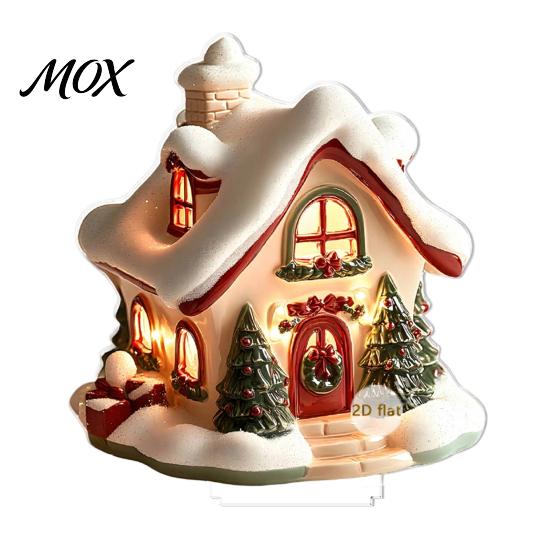 Decorative Holiday Figurines Christmas Candle Ornament, 2D Flat Acrylic Ornament with Base, Tree Decorations Snowman Reindeer Festive Table