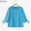 ZANZEA Women Square Neck Summer 3/4 Sleeve Loose Blouse
