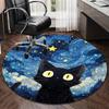 Starry Night Cat Round Carpet Chair Cushion Round Entryway Rug, Soft Round Rugs for Living Room, Bedroom, Circle Carpet Decor Gifts
