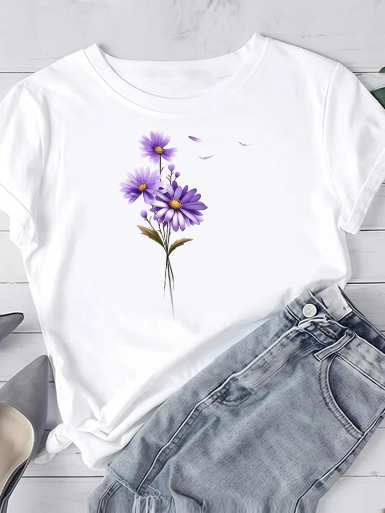(Asiatische Größe) Liebe Druck Kleidung T-Shirt Damen Mode Tee Top Frau Druck Weiblich Kurzarm Grafik-T-Shirts