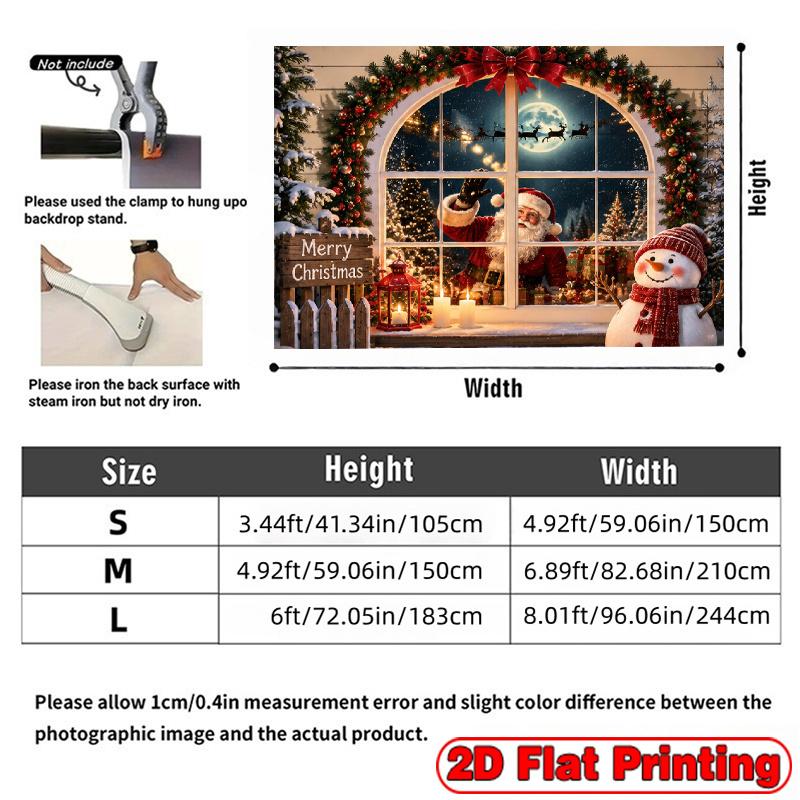 1Pcs Christmas Window Snowman Red Decoration Background Winter Backdrop Decorations For Photo Studio Photo Booth Christams Party