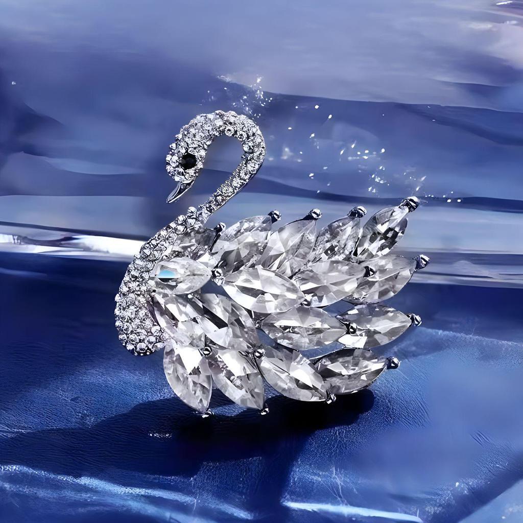 Elegant Crystal Swan Brooch: High-End Women's Pin with Korean Design Charm