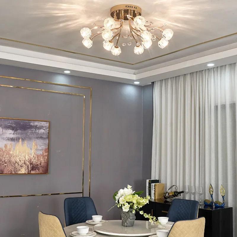 2024 New Living Room LED Ceiling Light Glass Flower Ceiling Light Nordic Room Decoration Bright Colors Bedroom Crystal Light