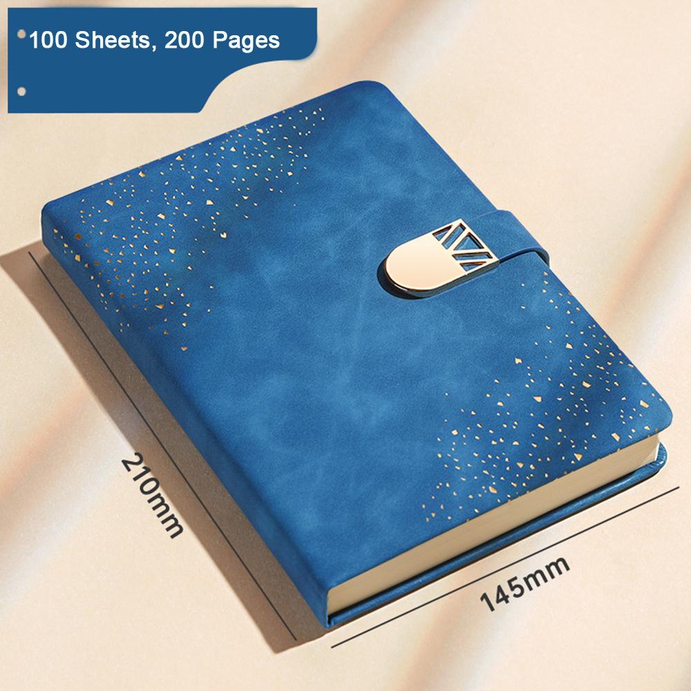 (Istnieje możliwość wygrawerowania logo) Notatnik biznesowy A5 z okładką w gwiazdy, zeszyt przedmiotowy dla studenta, skórzany notatnik, pamiętnik z klamrą