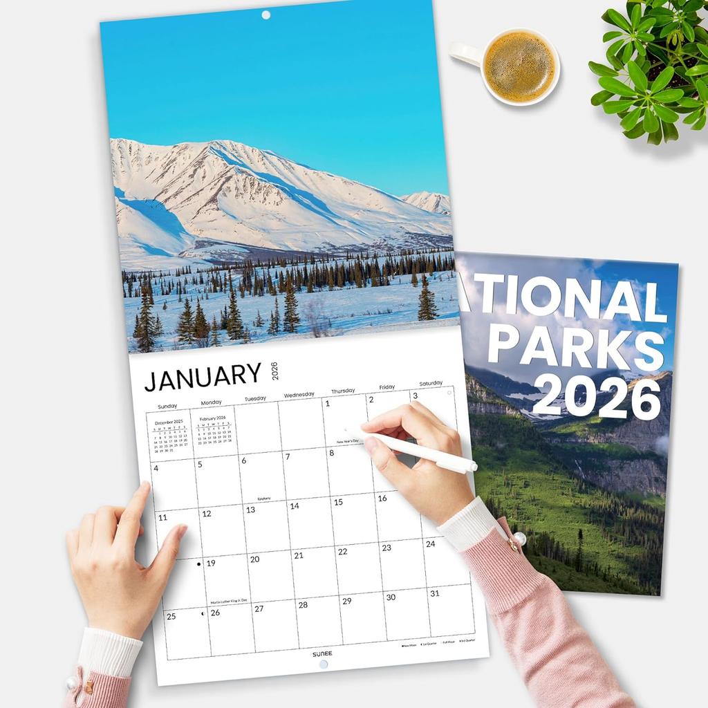 SUNEE 2026 Calendar for Wall, 2026 Large Wall calendar 12x12 Inches with 16 Months from September 2025 to December 2026, Thick Glossy Paper, 12" x