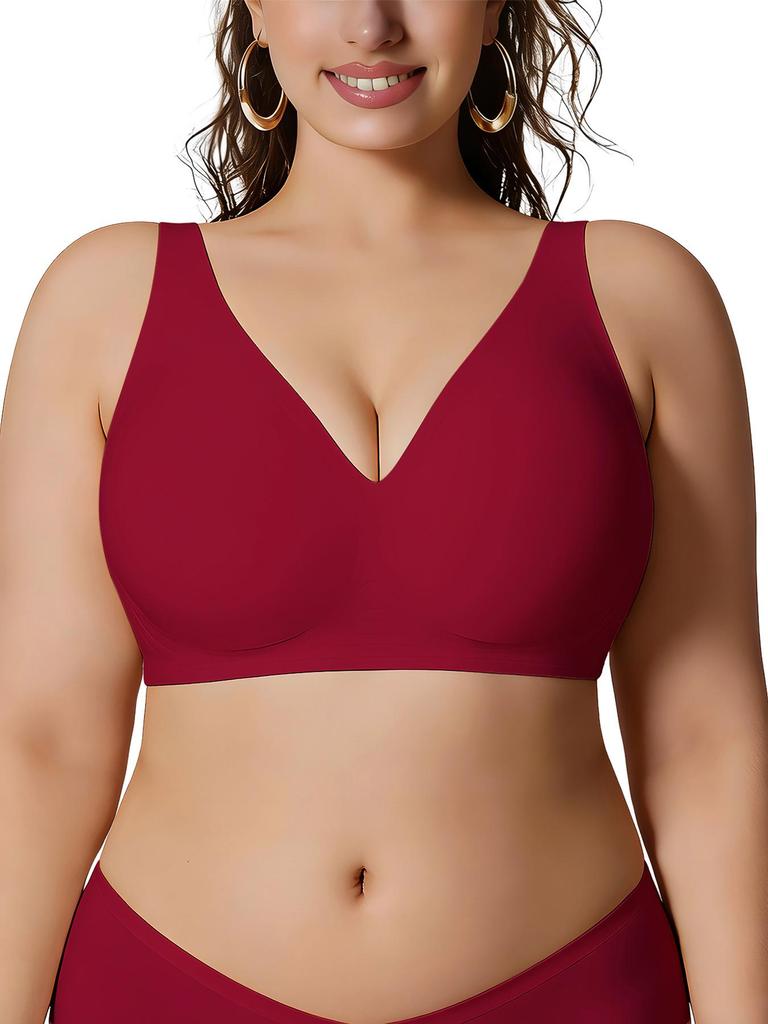 Plus Size Seamless Leopard Print Invisible Bra with Soft Support