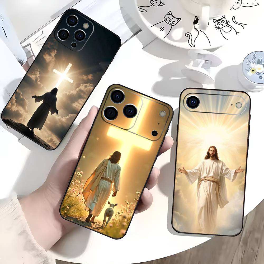 Faith Christian Religious Jesus Phone Case For iPhone 17,16,15,14,13,12,11 Plus,Pro Max,XS,Soft Black Cover