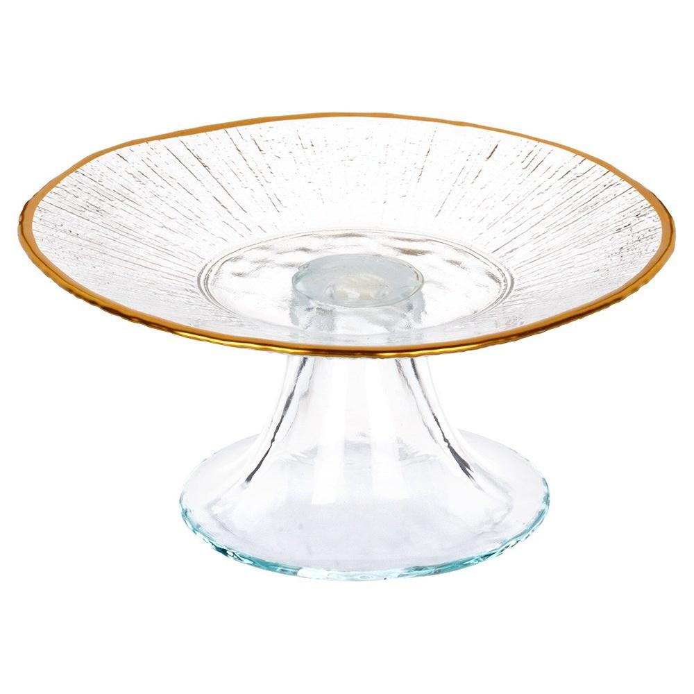 Goldenes Glas Tortenständer für Kuchen, Desserts, Snacks, Tablett 15,5 cm