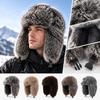 Unisex Winter Trapper Hat with Thick Earflaps, Warm Outdoor Snow Hat for Cold