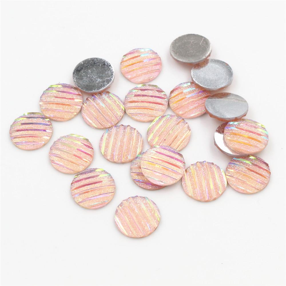 40pcs 8mm 10mm 12mm Mix Colors Mermaid Fish Scale Flat back Rhinestone Round Cabochon Embellishment Scrapbooking DIY Crafts