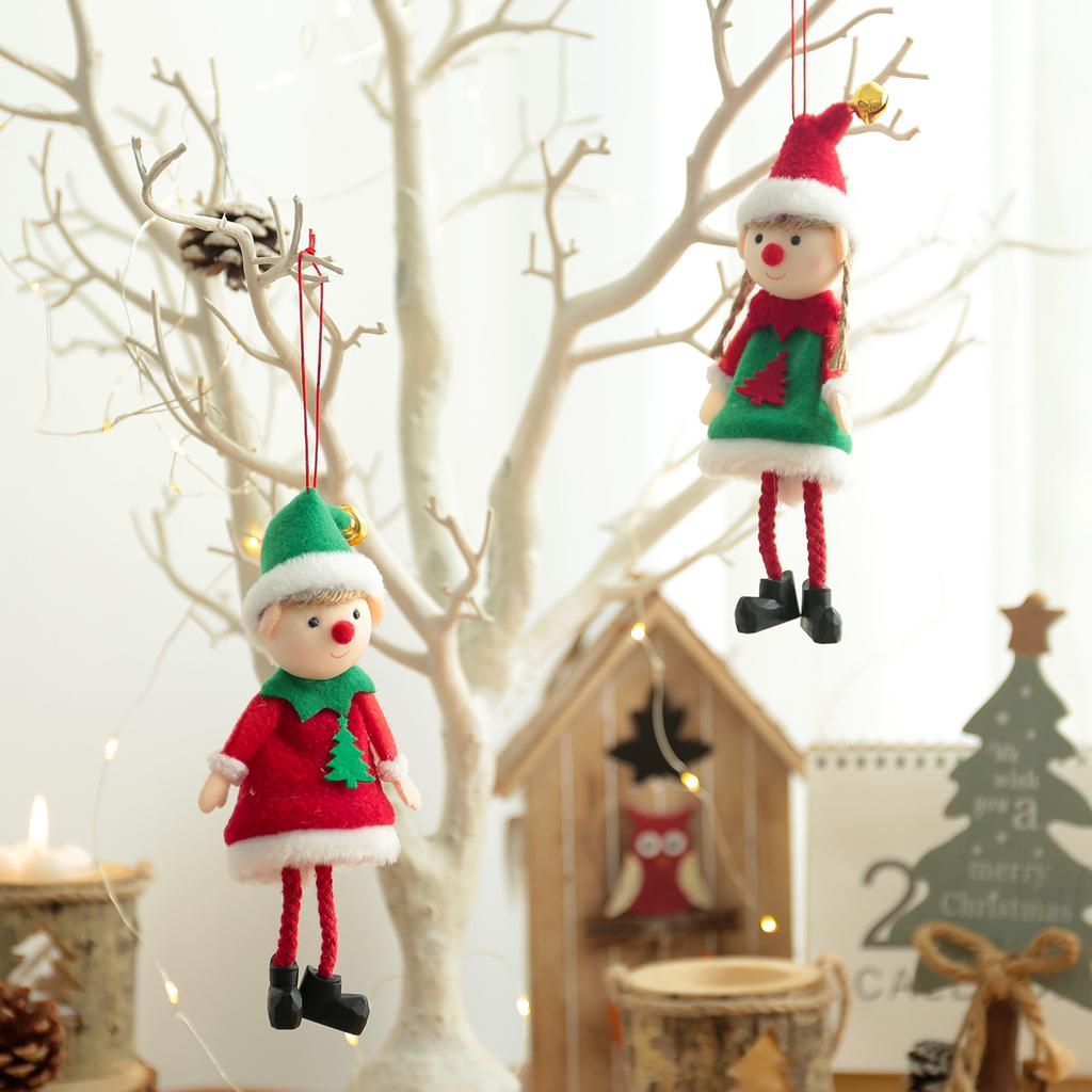 1pcs Christmas Elves Stuffed Plush Dolls Hanging Ornaments Xmas tree Decor cute Boy Girl Elf Pendant Kids Gifts Updated Year noel