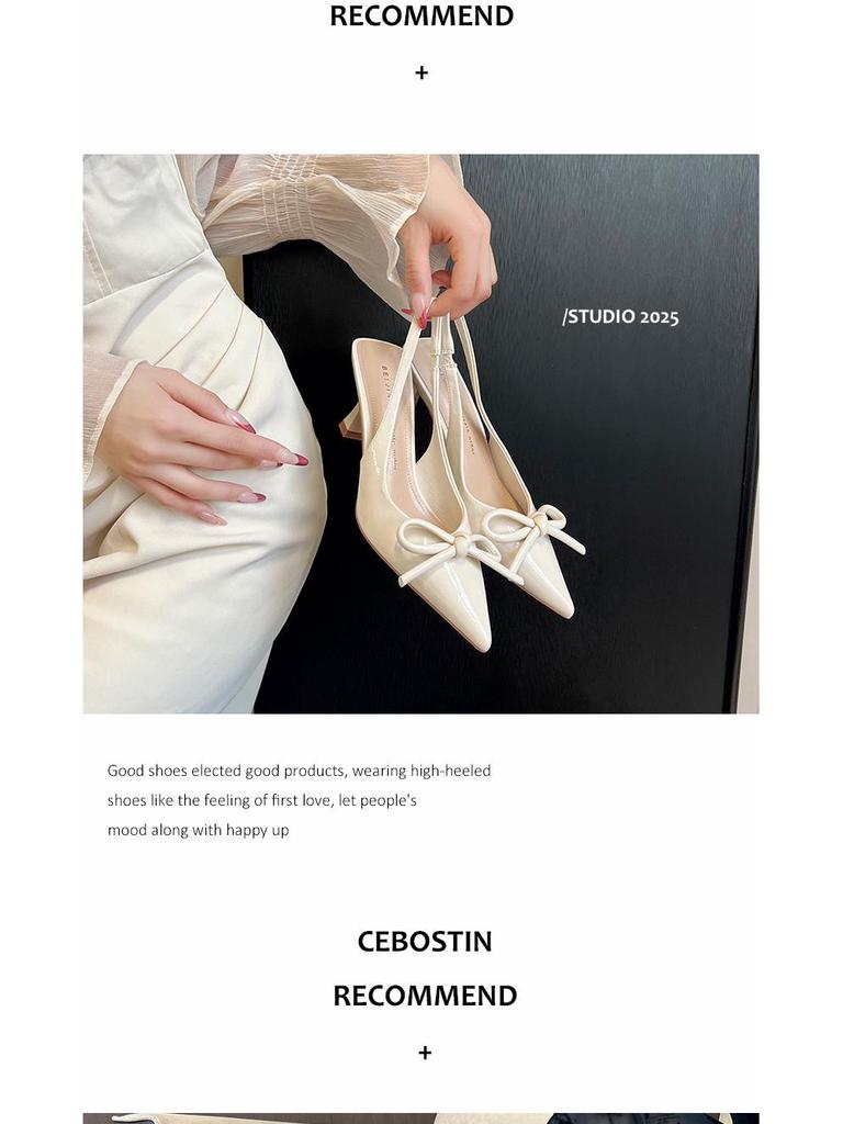 BEIJIANI Bow Pointed Stiletto Heel Closed-Toe Women's Single-Strap Sandals