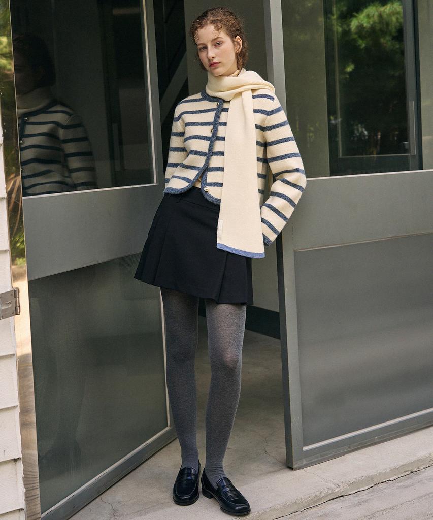 Deuloupisumeon Striped Fluffy Wool Knit Jacket [Black]