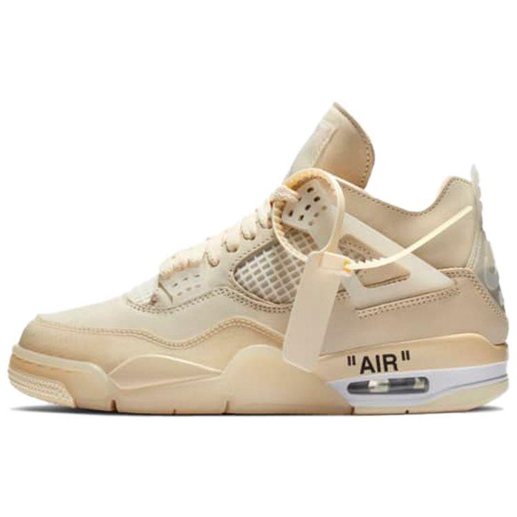 Off-White X  Air Jordan 4 Retro SP Sail Women Sneakers Tan Muslin Black CV9388-100